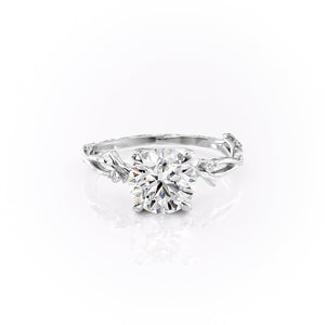 The Textured Twig Set  With A 2 Carat Round 14K White Gold Moissanite