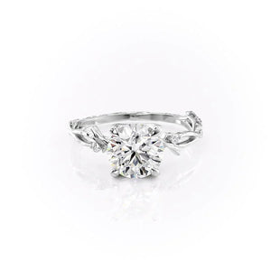 The Textured Twig Set  With A 1 Carat Round 14K White Gold Moissanite