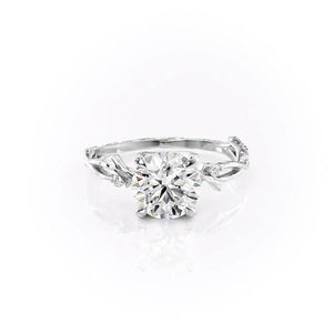 The Textured Twig Set  With A 2.5 Carat Round 14K White Gold Moissanite