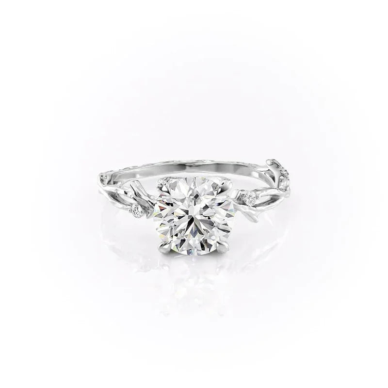 The Textured Twig Set  With A 4.5 Carat Princess 14K White Gold Moissanite