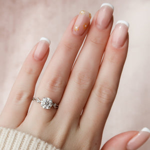 The Textured Twig Set  With A 5 Carat Round 14K White Gold Moissanite