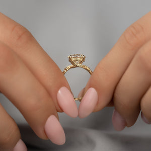 The Textured Twig Set  With A 1 Carat Round 18K Yellow Gold Moissanite