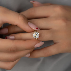 The Textured Twig Set  With A 4 Carat Round 14K Yellow Gold Moissanite