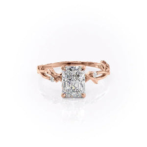 The Textured Twig Set  With A 4.5 Carat Radiant 14K Rose Gold Moissanite