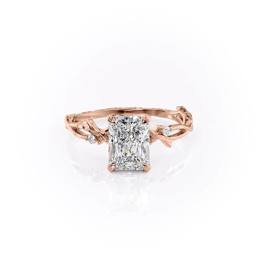 The Textured Twig Set With A 2.5 Carat Radiant 14K Rose Gold Lab Diamond
