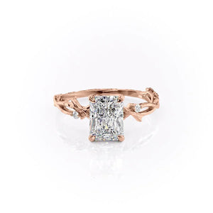 The Textured Twig Set  With A 1 Carat Radiant 14K Rose Gold Moissanite
