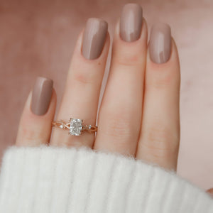 The Textured Twig Set  With A 1 Carat Radiant 14K Rose Gold Moissanite