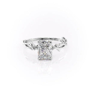 The Textured Twig Set With A 3 Carat Radiant 14K White Gold Lab Diamond