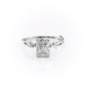 The Textured Twig Set  With A 1 Carat Radiant 18K White Gold Moissanite
