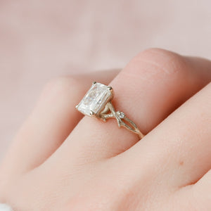The Textured Twig Set With A 1 Carat Radiant 14K Yellow Gold Lab Diamond