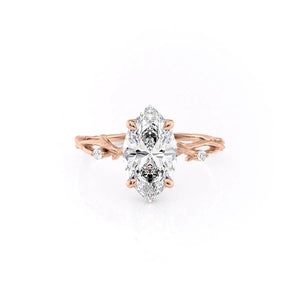 The Textured Twig Set  With A 2.5 Carat Marquise 14K Rose Gold Moissanite