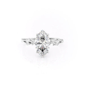 The Textured Twig Set With A 1 Carat Marquise 14K White Gold Lab Diamond