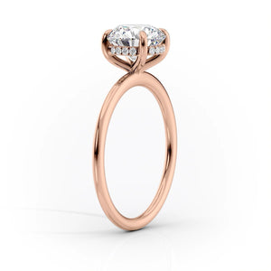 The Kamellie Set With A 1 Carat E. Cushion 14K Rose Gold Lab Diamond