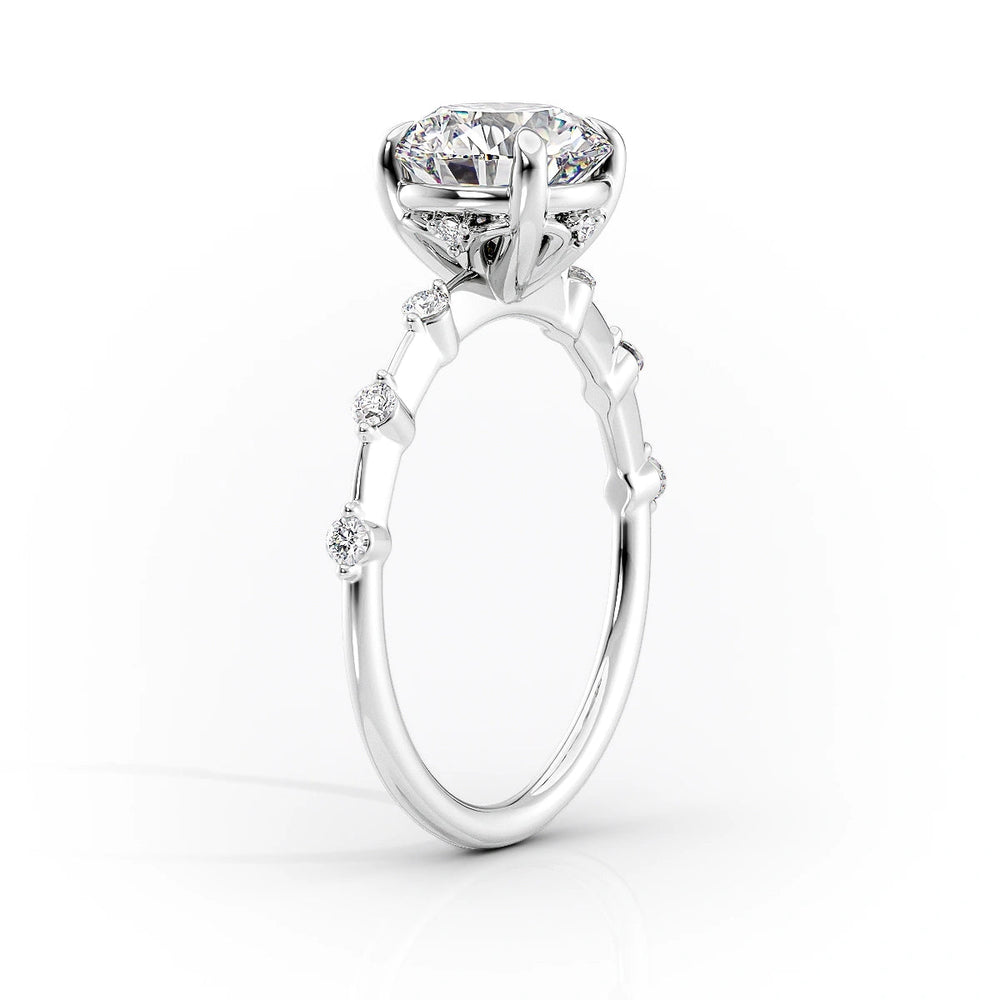 The Penelope Set  With A 3.5 Carat Round 14K White Gold Moissanite
