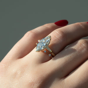 The Parker Set  With A 4.5 Carat Marquise 18K Yellow Gold Moissanite