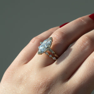 The Parker Set  With A 4.5 Carat Marquise 18K Yellow Gold Moissanite