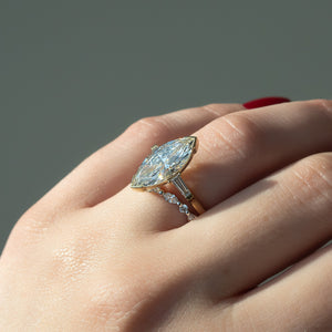 The Parker Set  With A 4.5 Carat Marquise 18K Yellow Gold Moissanite