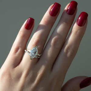 The Parker Set  With A 4.5 Carat Marquise 18K Yellow Gold Moissanite