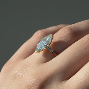 The Parker Set  With A 4.5 Carat Marquise 18K Yellow Gold Moissanite