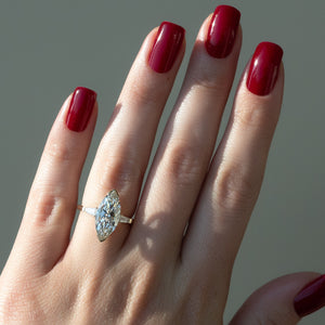 The Parker Set  With A 4.5 Carat Marquise 18K Yellow Gold Moissanite