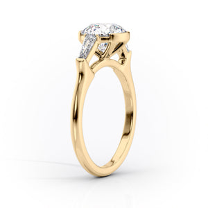 The Parker Set  With A 2.5 Carat Oval 18K Yellow Gold Moissanite