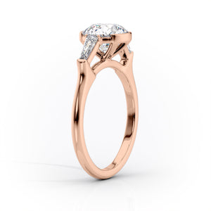 The Parker Set  With A 2.5 Carat Pear 14K Rose Gold Moissanite