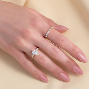 The Parker Set  With A 2.5 Carat Pear 14K Yellow Gold Moissanite