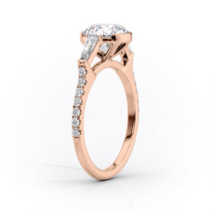 The Parker Set  With A 4 Carat Cushion 14K Rose Gold Moissanite