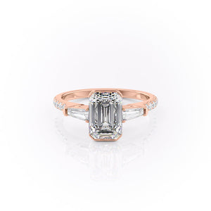 The Parker Set  With A 2 Carat Emerald 14K Rose Gold Moissanite