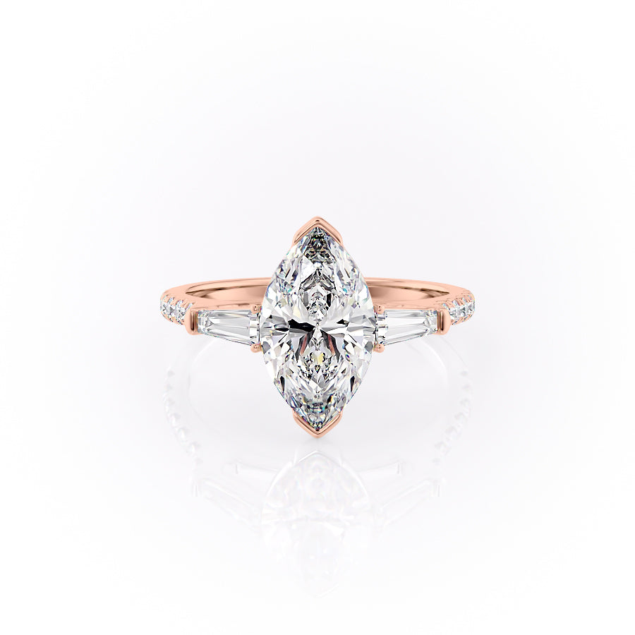 The Parker Set  With A 2 Carat Marquise 14K Rose Gold Moissanite