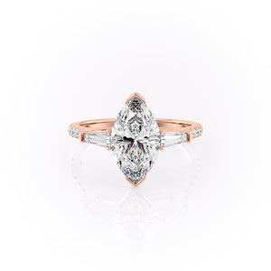 The Parker Set  With A 4.5 Carat Marquise 14K Rose Gold Moissanite