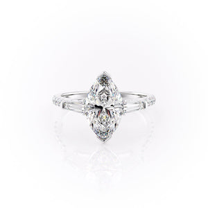 The Parker Set  With A 2 Carat Marquise 18K White Gold Moissanite