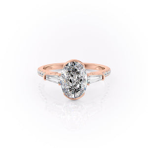 The Parker Set  With A 3 Carat Oval 14K Rose Gold Moissanite