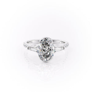 The Parker Set  With A 3 Carat Oval 18K White Gold Moissanite