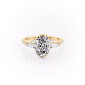 The Parker Set  With A 2.5 Carat Oval 18K Yellow Gold Moissanite