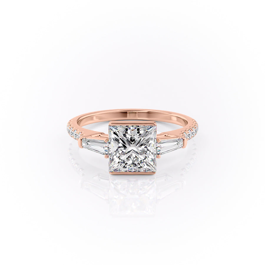 The Parker Set  With A 1.5 Carat Princess 14K Rose Gold Moissanite