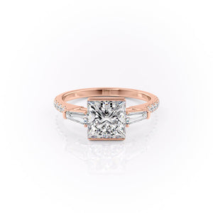 The Parker Set  With A 1.5 Carat Princess 14K Rose Gold Moissanite