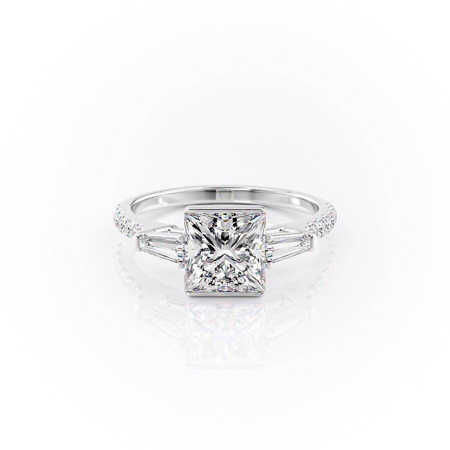 The Parker Set  With A 2.5 Carat Princess 14K White Gold Moissanite