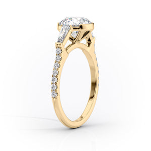 The Parker Set  With A 5 Carat Pear 14K Yellow Gold Moissanite