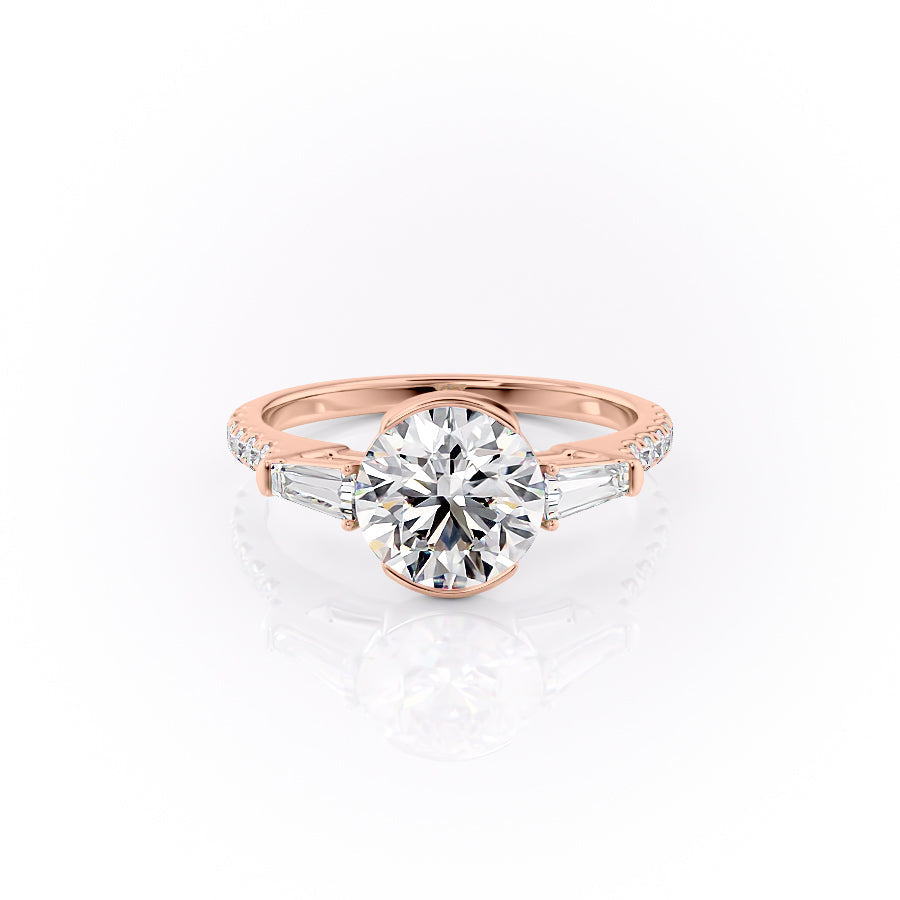 The Parker Set  With A 2 Carat Round 14K Rose Gold Moissanite