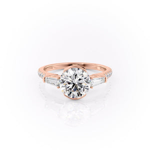 The Parker Set  With A 2 Carat Round 14K Rose Gold Moissanite