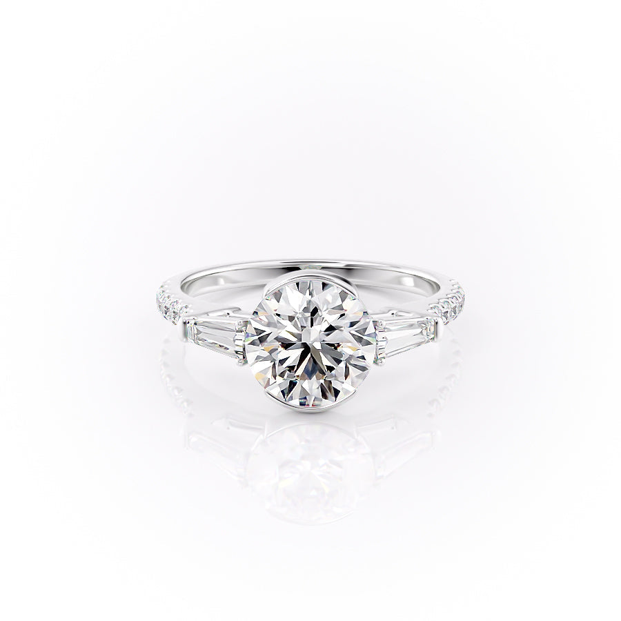 The Parker Set  With A 3 Carat Round 14K White Gold Moissanite