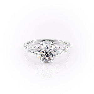 The Parker Set  With A 3 Carat Round 14K White Gold Moissanite