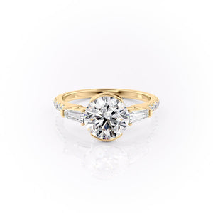 The Parker Set  With A 1.5 Carat Round 14K Yellow Gold Moissanite