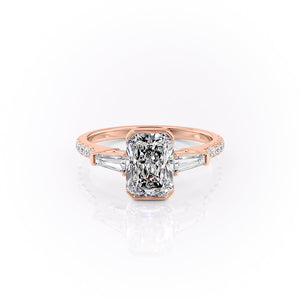 The Parker Set  With A 4.5 Carat Radiant 14K Rose Gold Moissanite