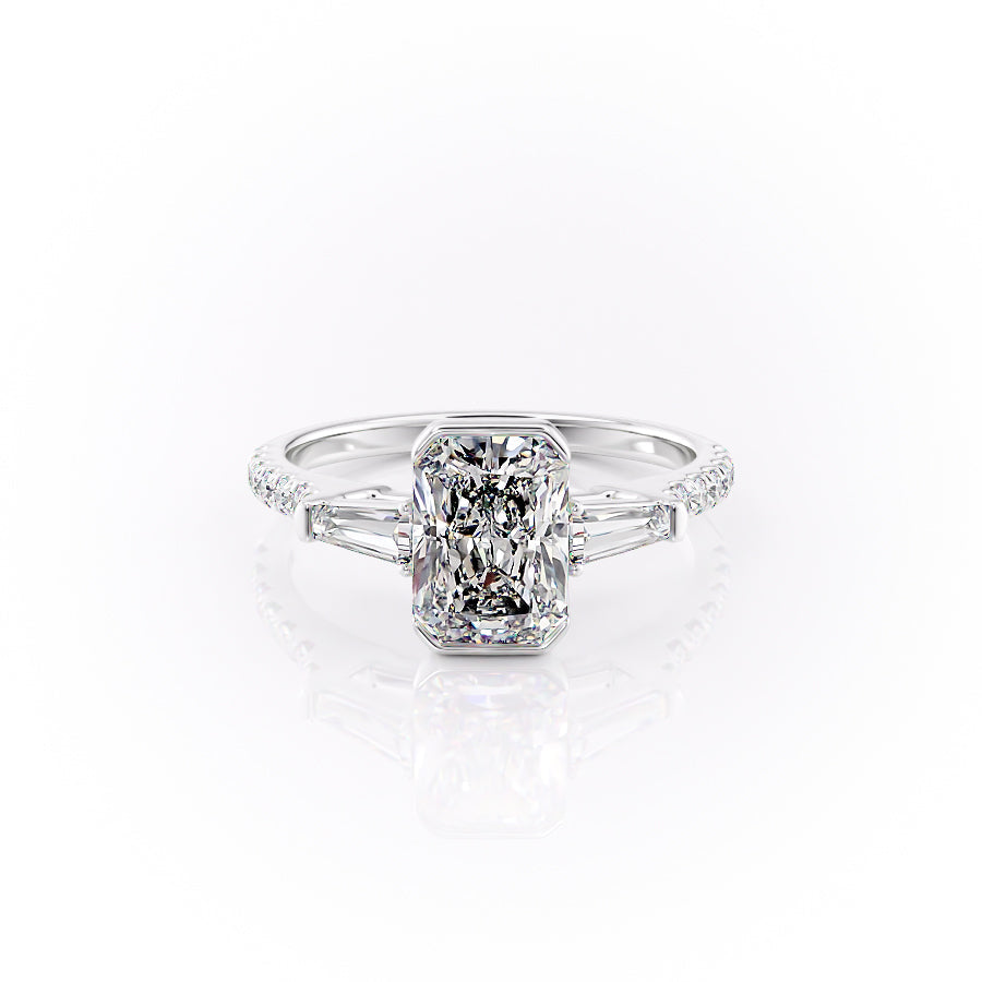 The Parker Set  With A 4 Carat Radiant 18K White Gold Moissanite