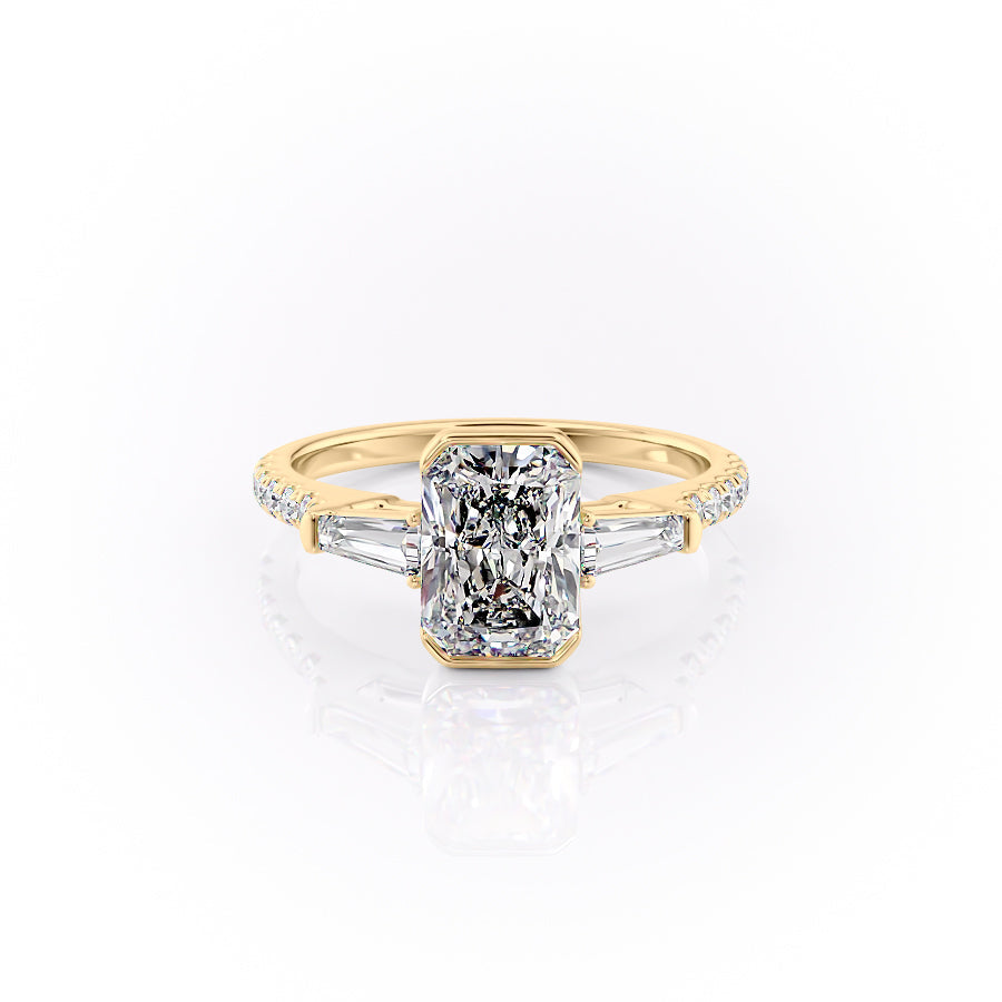 The Parker Set  With A 1 Carat Radiant 14K Yellow Gold Moissanite