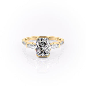 The Parker Set  With A 1.5 Carat Radiant 18K Yellow Gold Moissanite