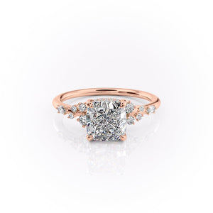 The Emma Set  With A 1.5 Carat Cushion 14K Rose Gold Moissanite
