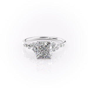 The Emma Set  With A 4.5 Carat Cushion 18K White Gold Moissanite